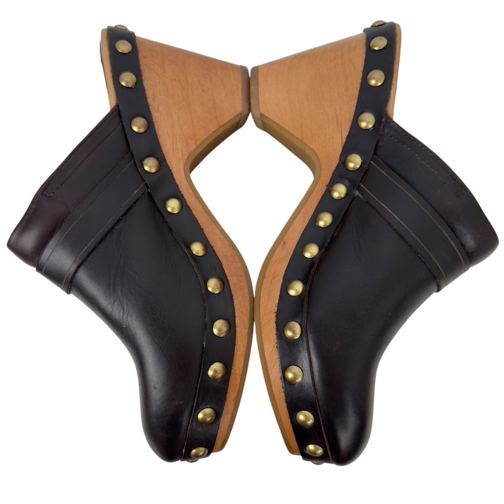 Isabel Marant Tamara Brown Leather Studded Platform Clogs Size 39 Slip on - Picture 7 of 16